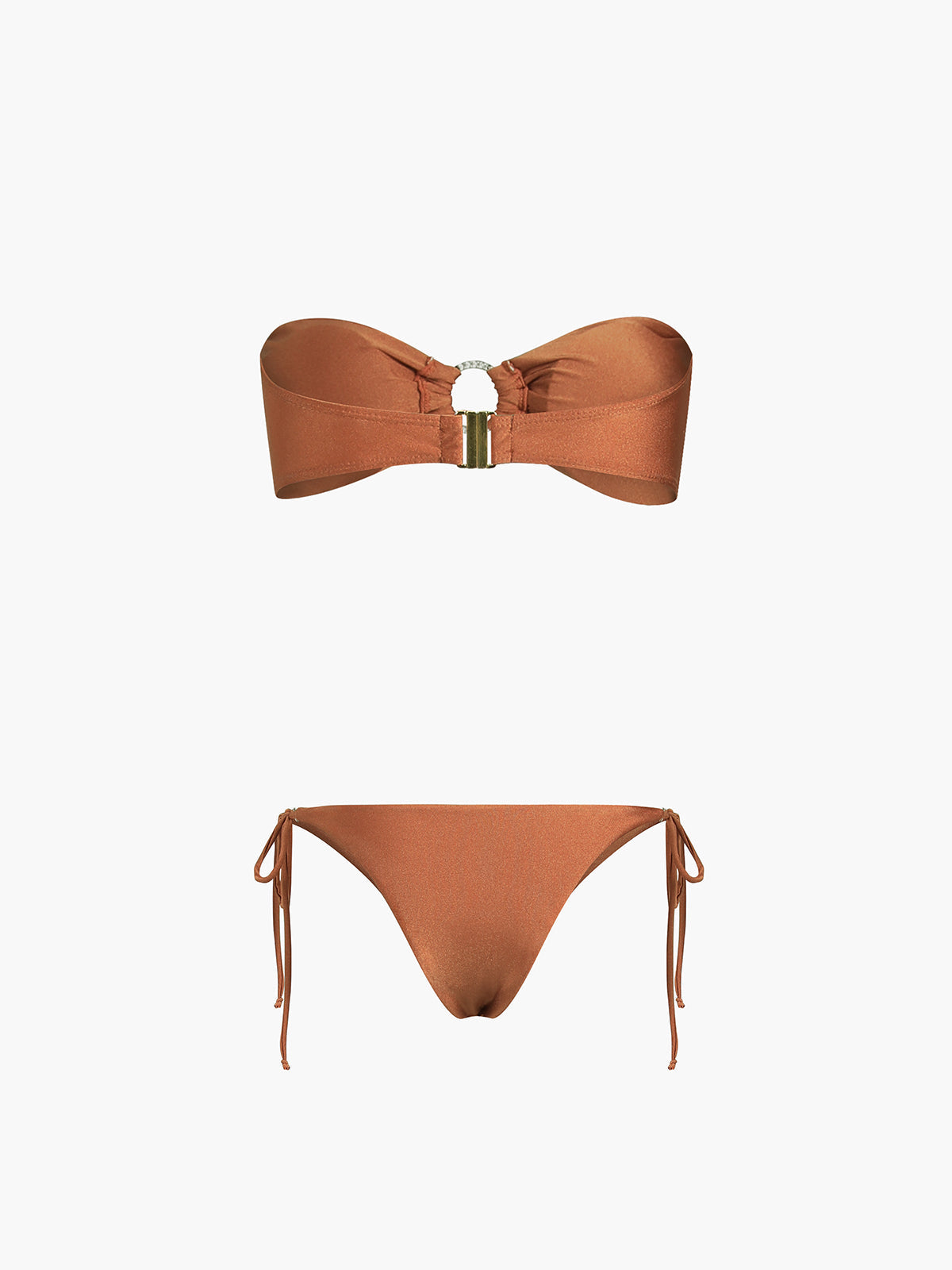 Kakao Çekirdeği Desenli İki Parçalı Bikini Mayo