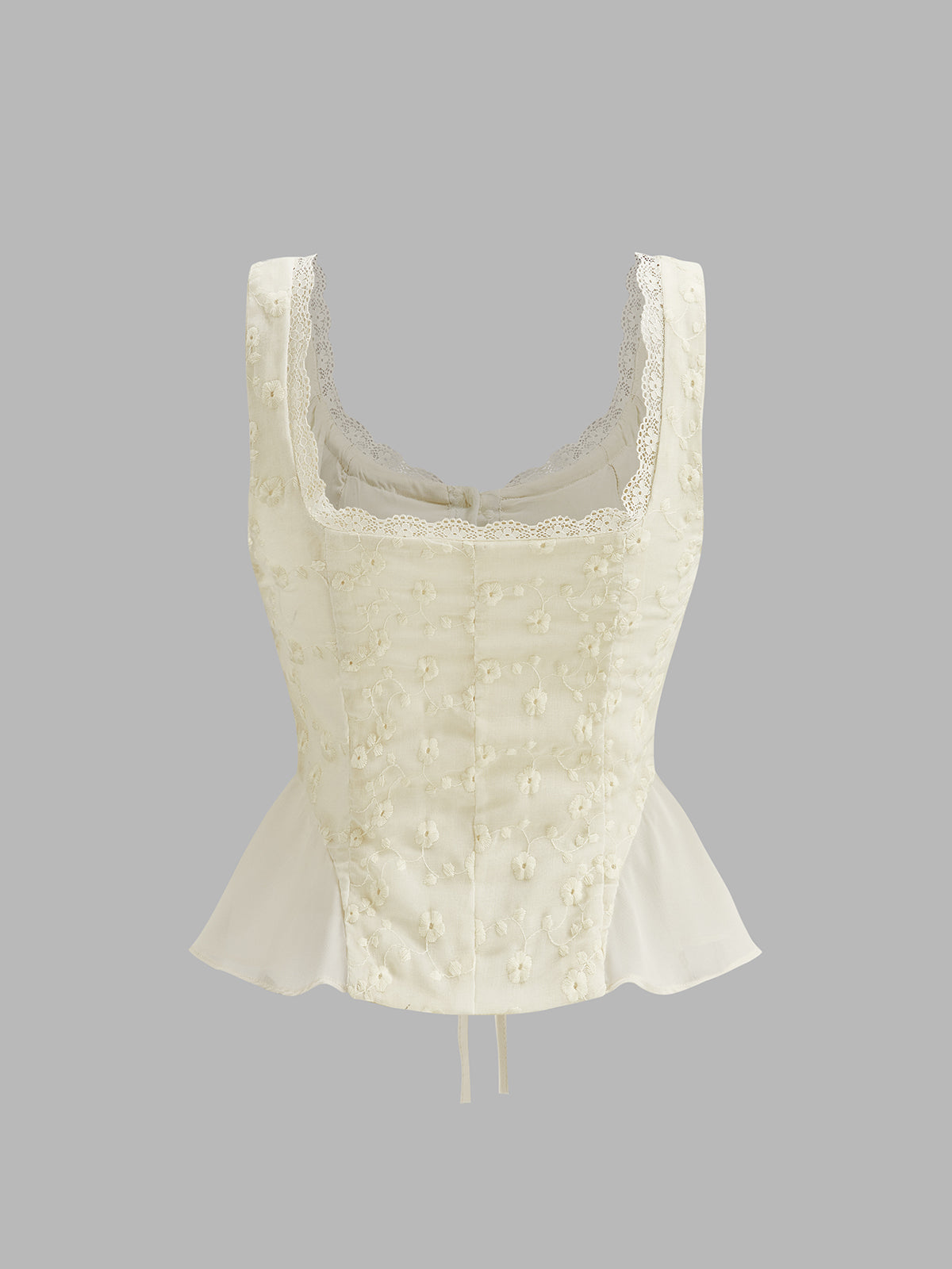 Dantel Detaylı, Büzgülü, Çiçekli Peplum Bluz