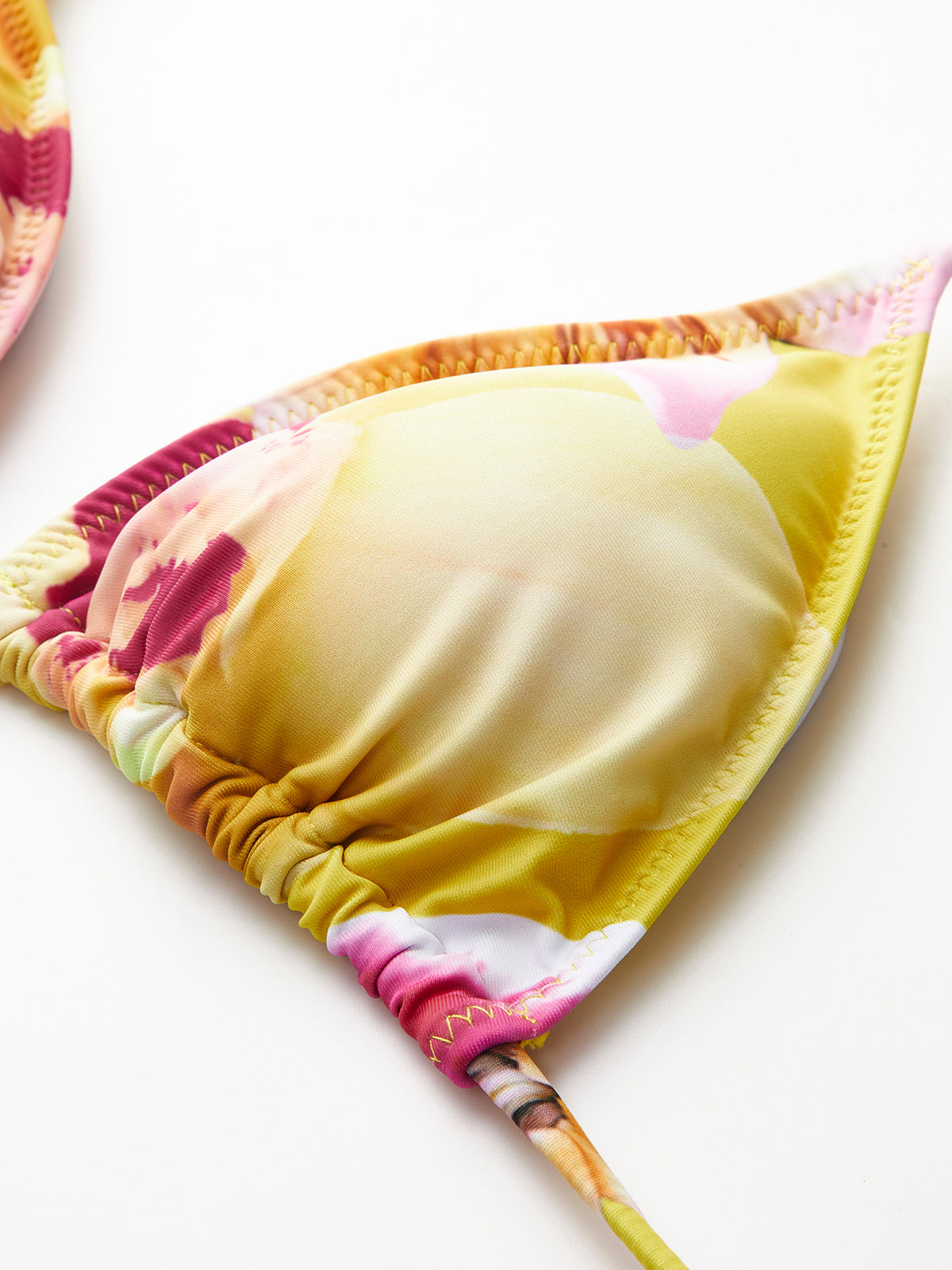 Jersey Kumaştan Çiçek Desenli Bağcıklı Yaka Bikini Takımı