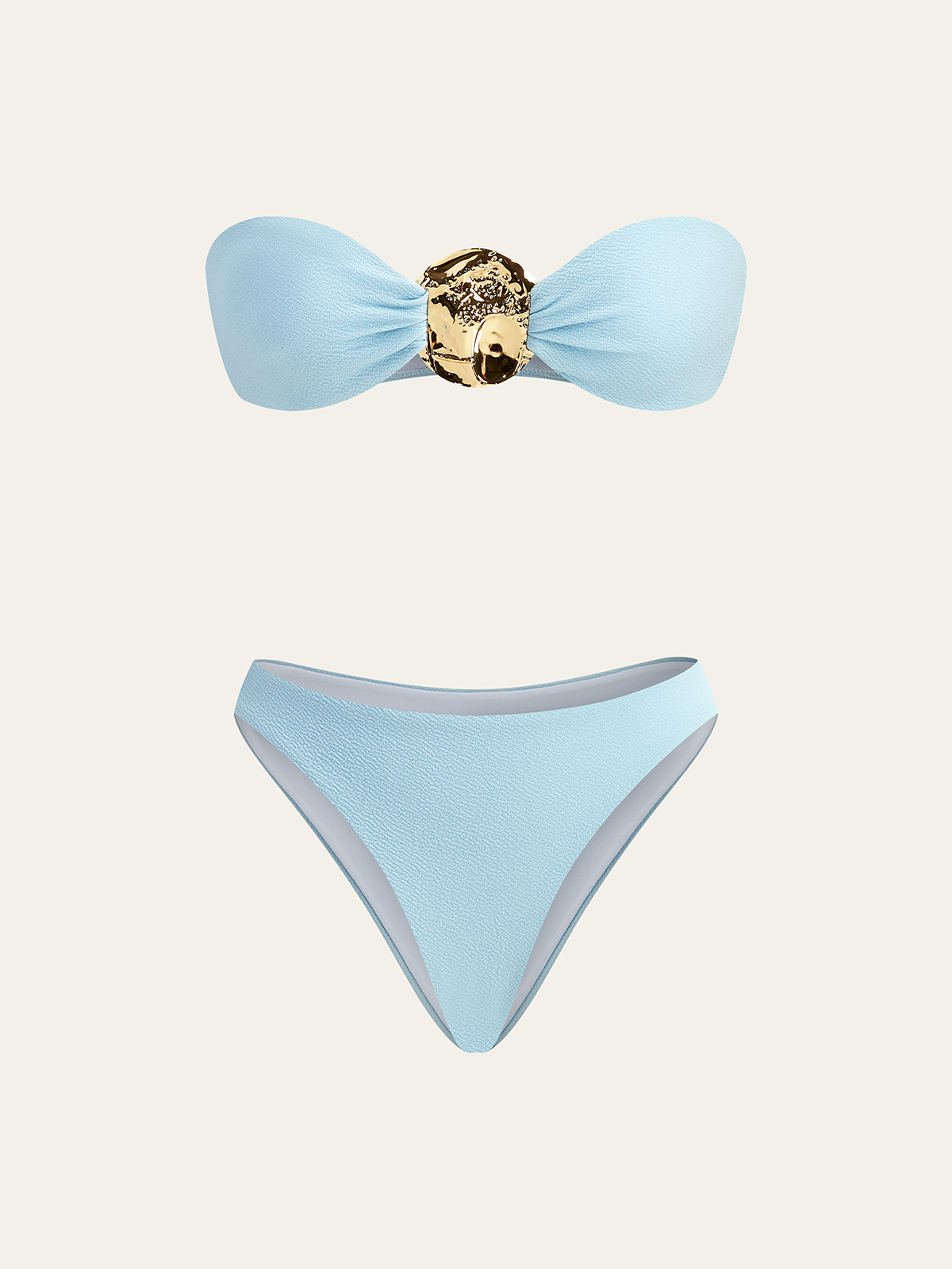 Altın Detaylı Bikini Ve Plaj Örtüsü