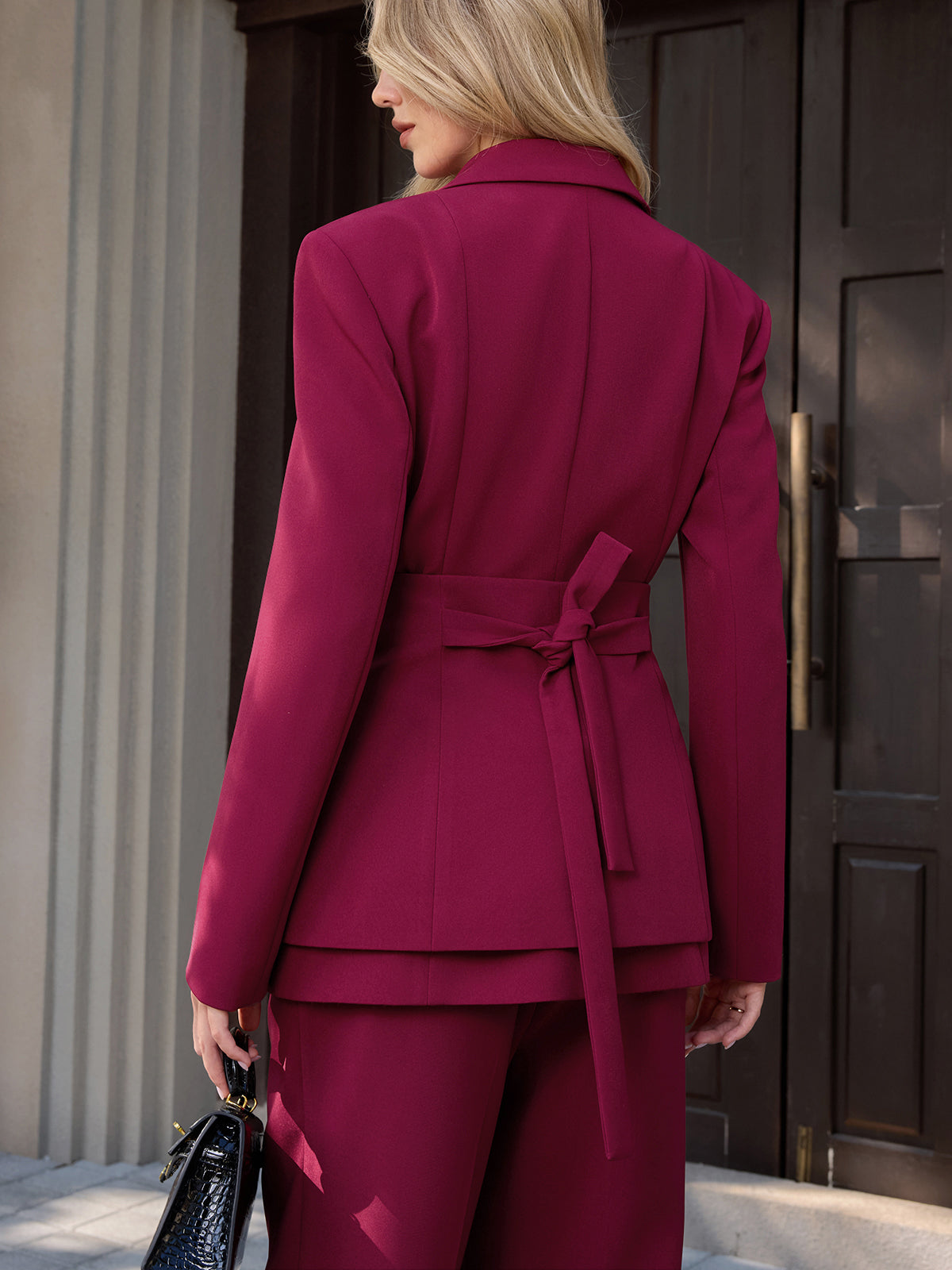 Önü Düğmeli Korse Ve Blazer Ceket İki Parçalı Takım
