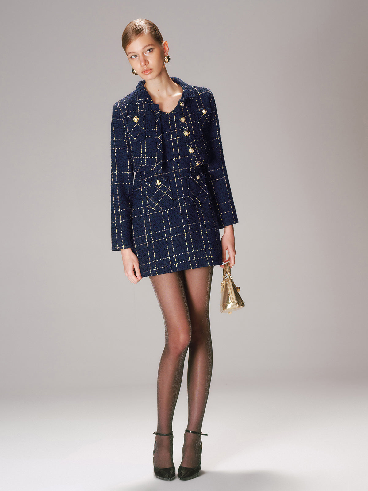 Tweed Kısa Ceket Ve Mini Elbise Takımı
