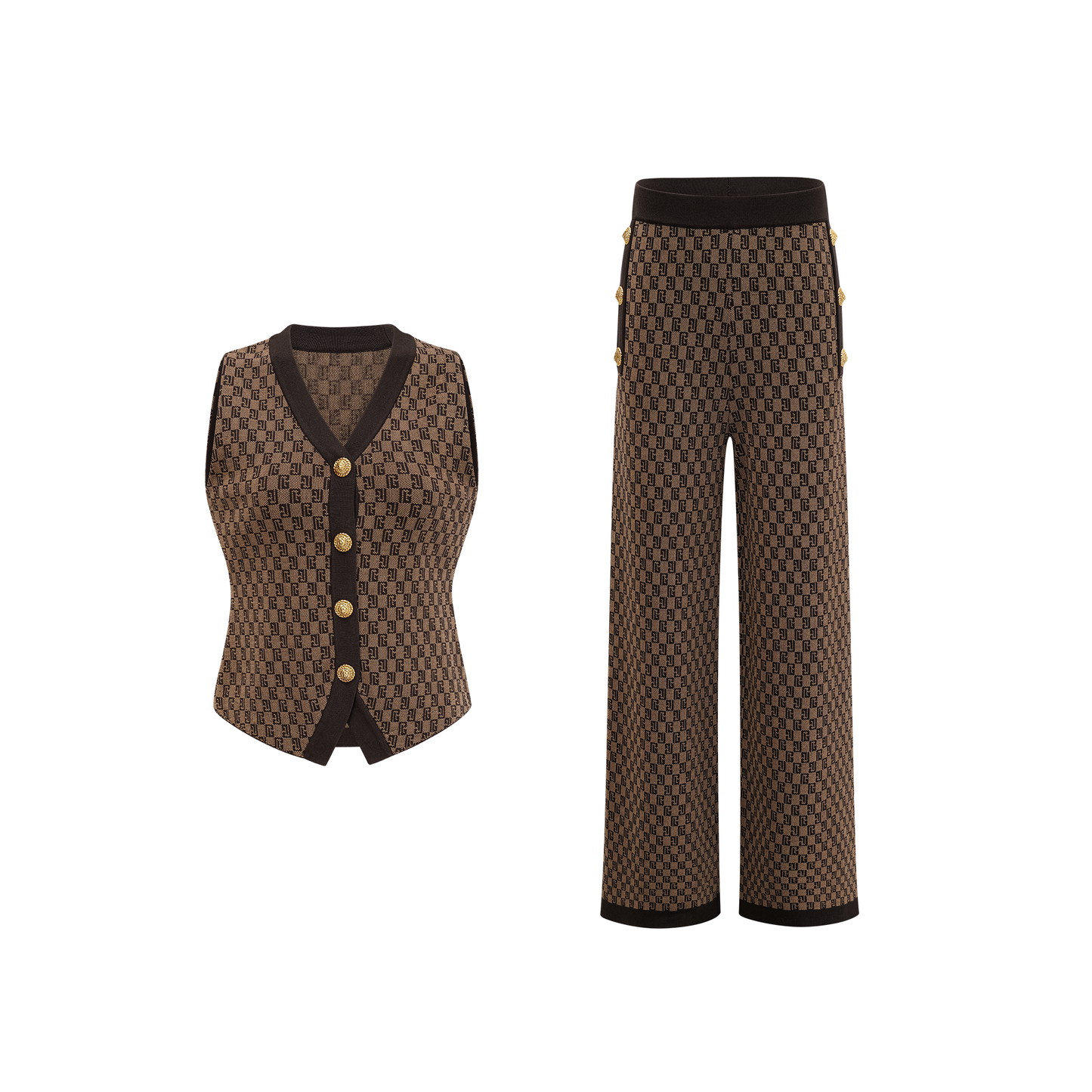 Cyrielle Monogram Jakarlı Üst ve Pantolon Takımı