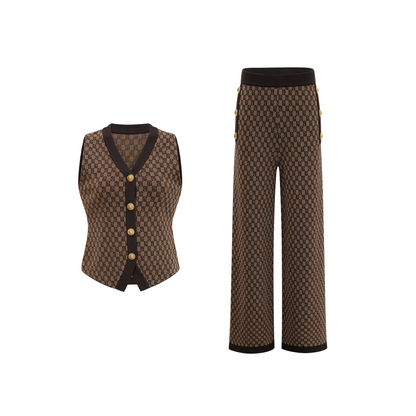Cyrielle Monogram Jakarlı Üst ve Pantolon Takımı