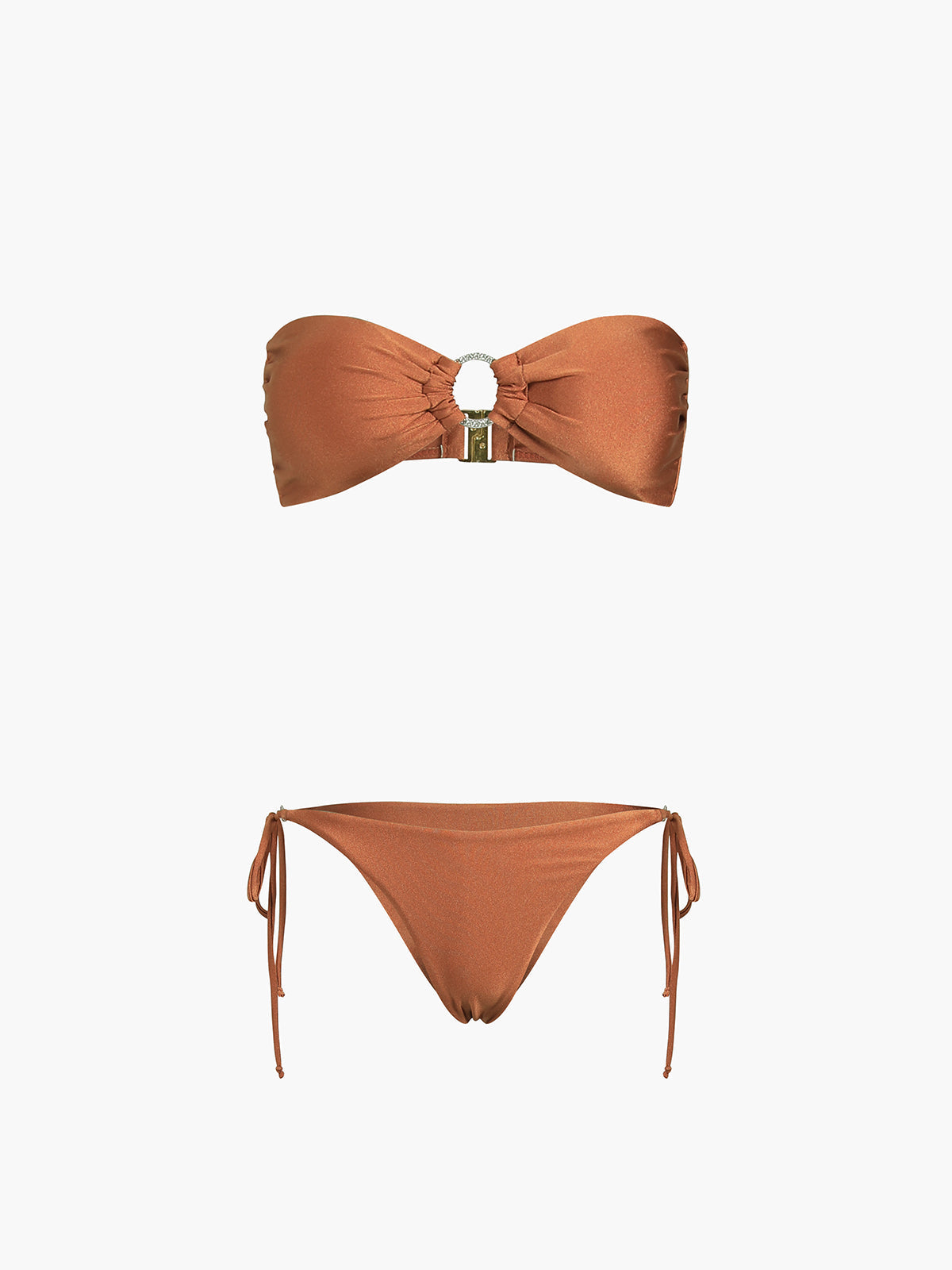 Kakao Çekirdeği Desenli İki Parçalı Bikini Mayo