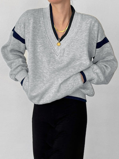 Kontrast Detaylı Büyük Beden Sweatshirt