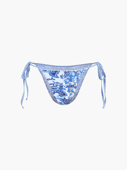 Baskılı Askılı Düğüm Detaylı Bikini Takımı