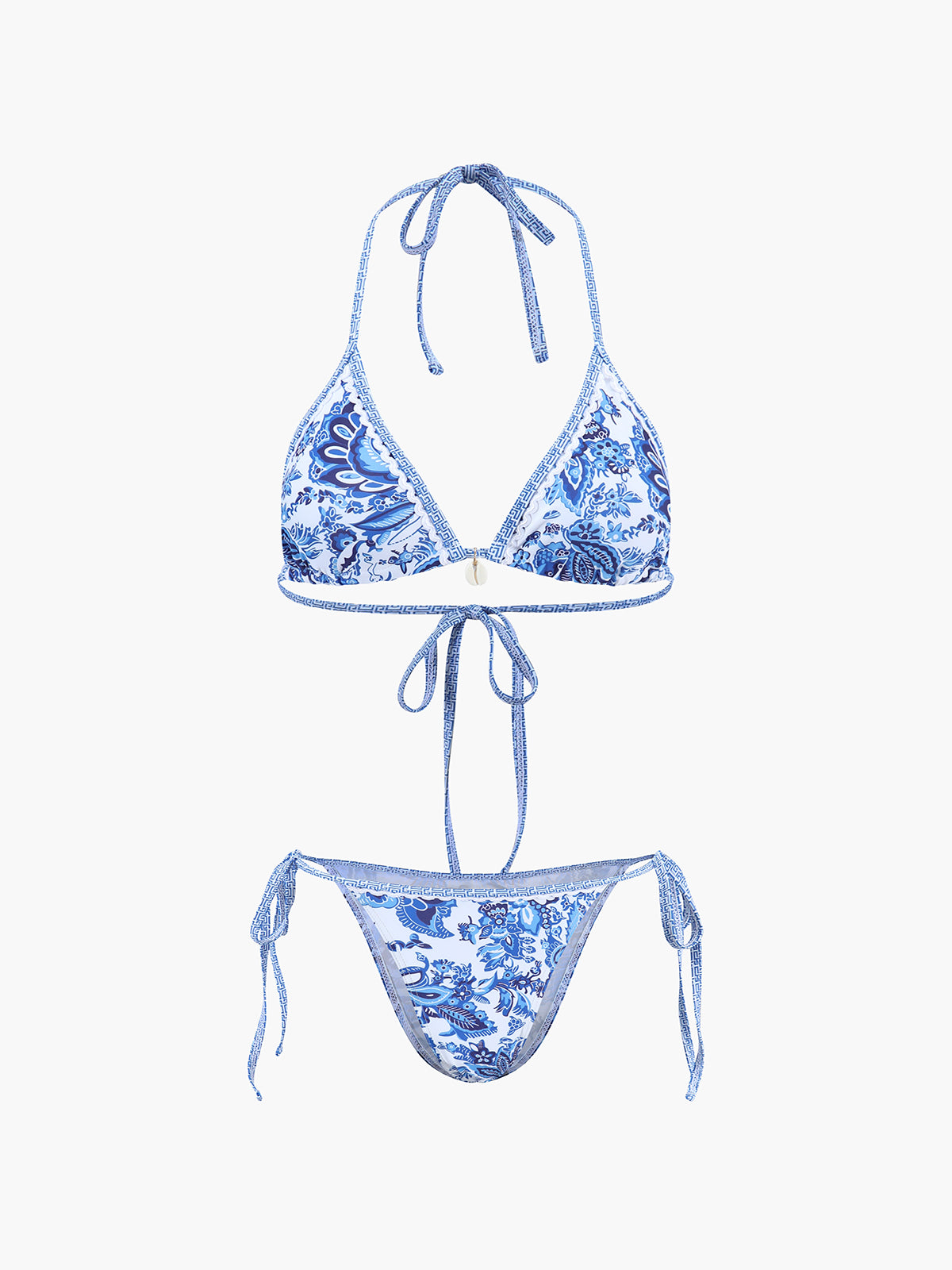 Baskılı Askılı Düğüm Detaylı Bikini Takımı