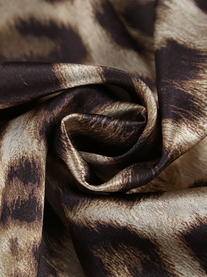 Leopar Desenli Dar Kesim Maxi Etek