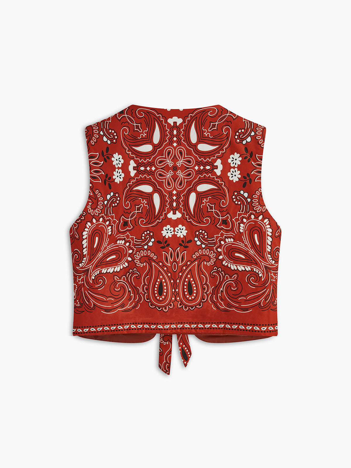 Paisley Desenli Önden Bağlamalı Yelek