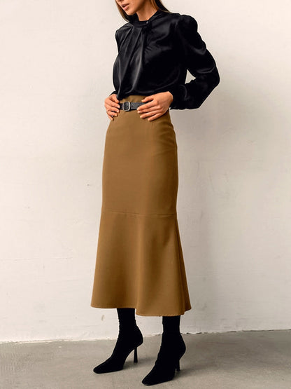 Kemersiz Minimalist Düz Maxi Etek