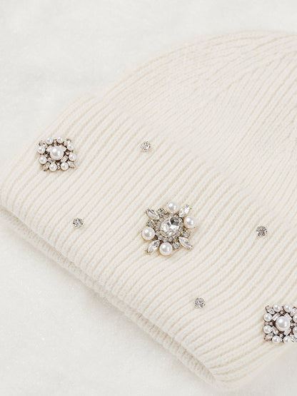 Rhinestone Tavşan Kürkü Bere