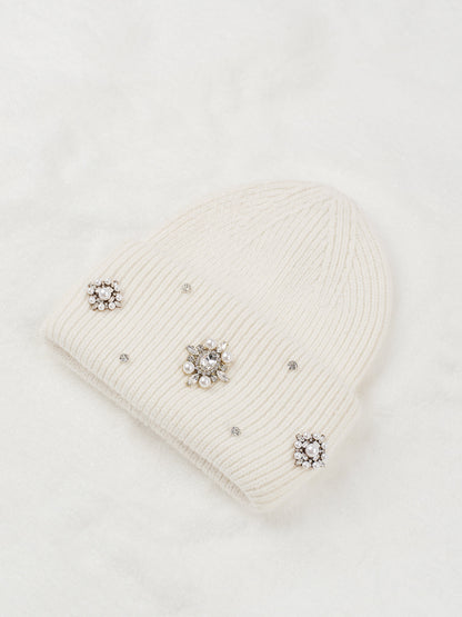 Rhinestone Tavşan Kürkü Bere