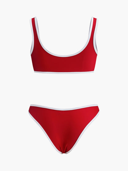 Kontrast Detaylı Yuvarlak Yaka Bikini Takımı