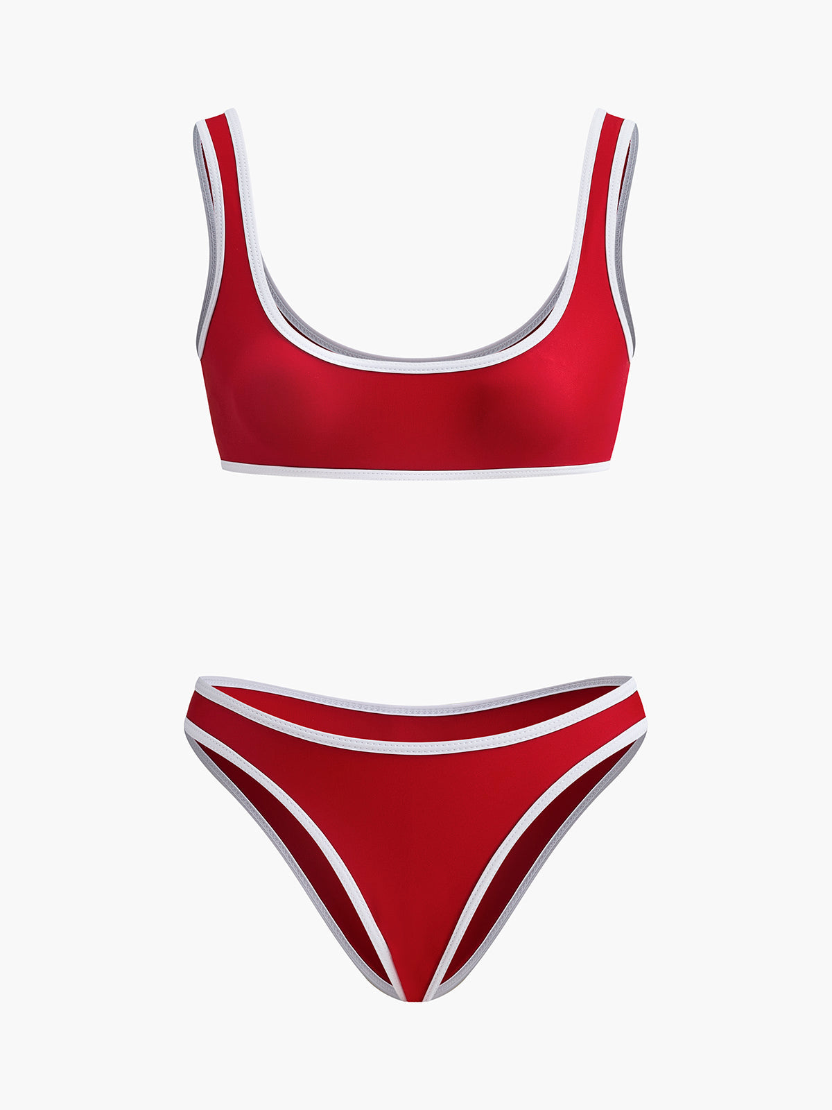 Kontrast Detaylı Yuvarlak Yaka Bikini Takımı