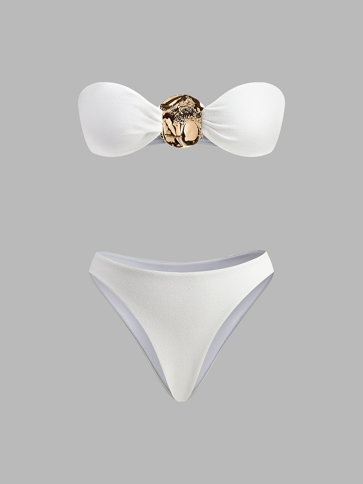 Altın Detaylı Bikini Ve Plaj Örtüsü