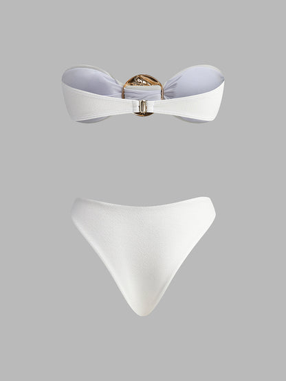 Altın Detaylı Bikini Ve Plaj Örtüsü