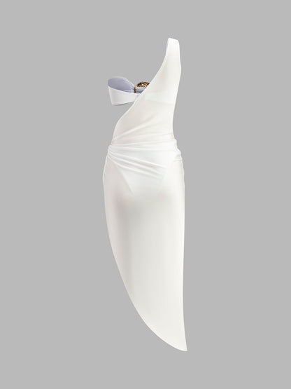Altın Detaylı Bikini Ve Plaj Örtüsü