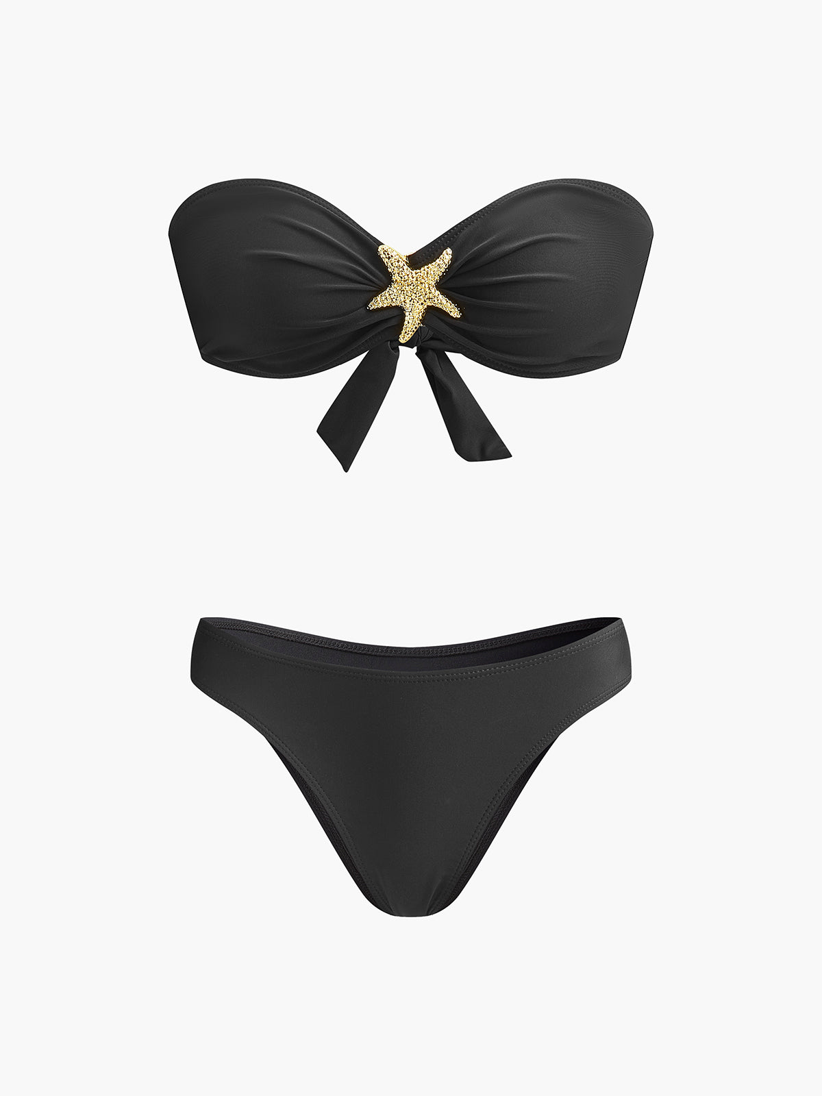 Deniz Yıldızı Detaylı, File Etekli Bandeau Bikini.