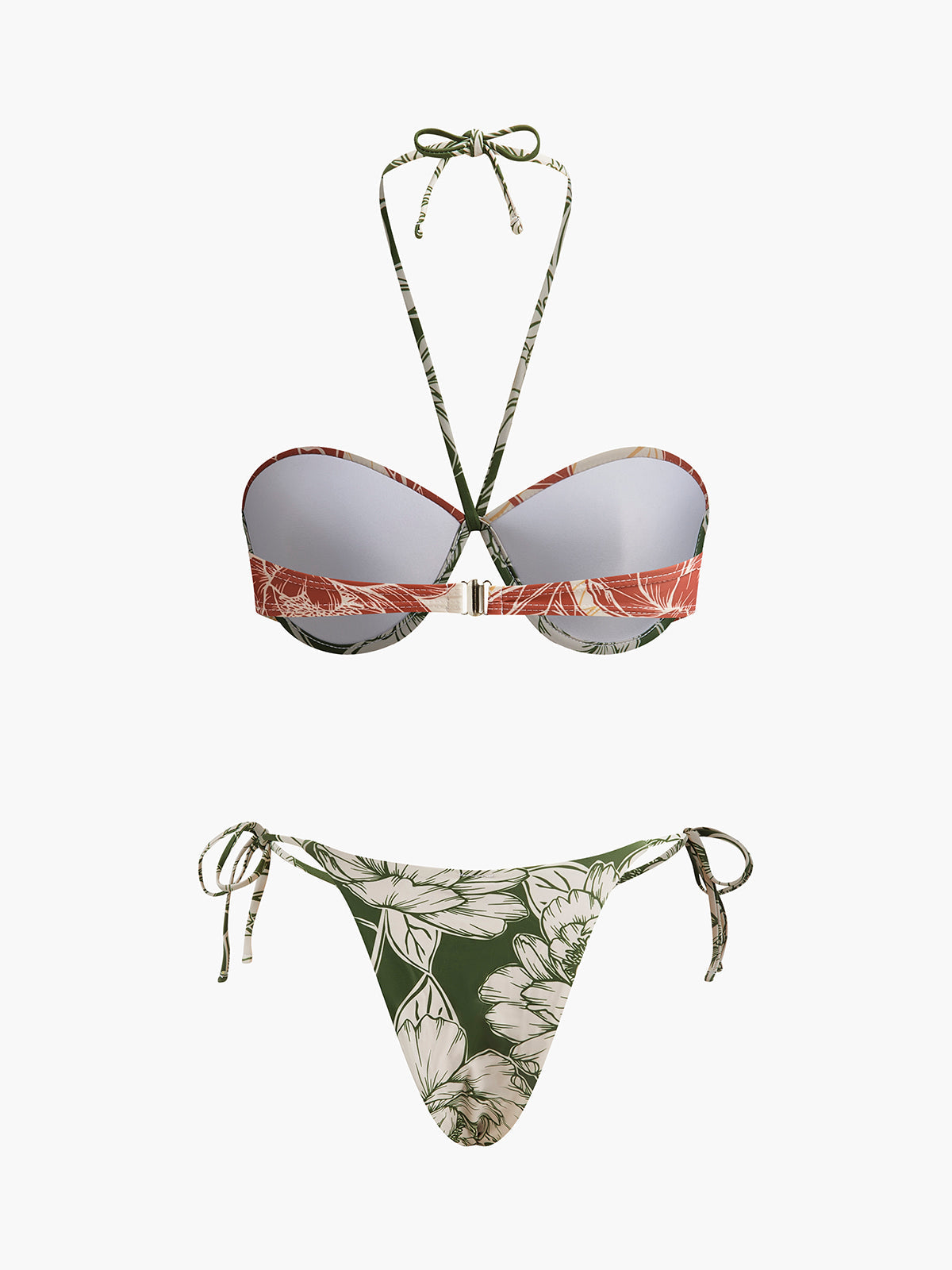 Çiçek Desenli, Yandan Bağlamalı Etekli Bikini Takımı