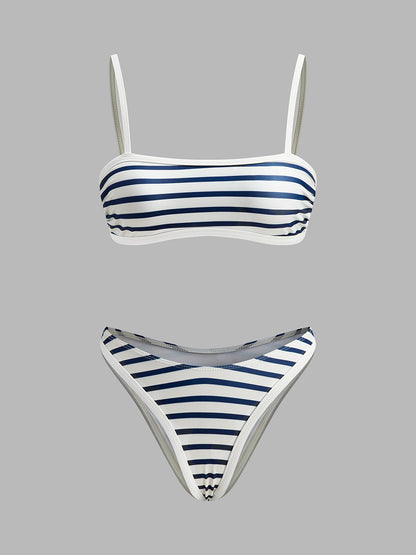 Denizci Çizgili Yüksek Kesimli Bikini