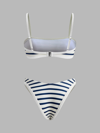 Denizci Çizgili Yüksek Kesimli Bikini