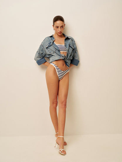 Denizci Çizgili Yüksek Kesimli Bikini
