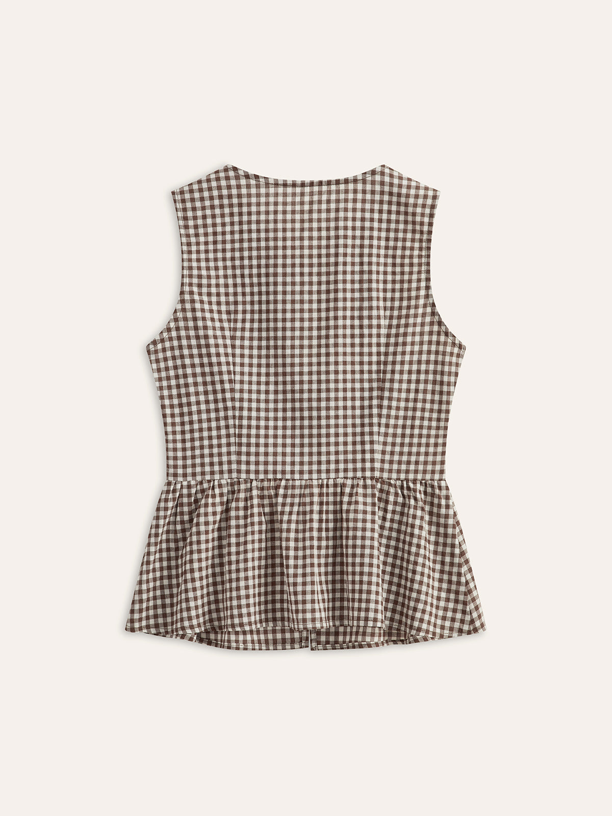 Ekose Desenli Önden Bağlamalı Peplum Bluz