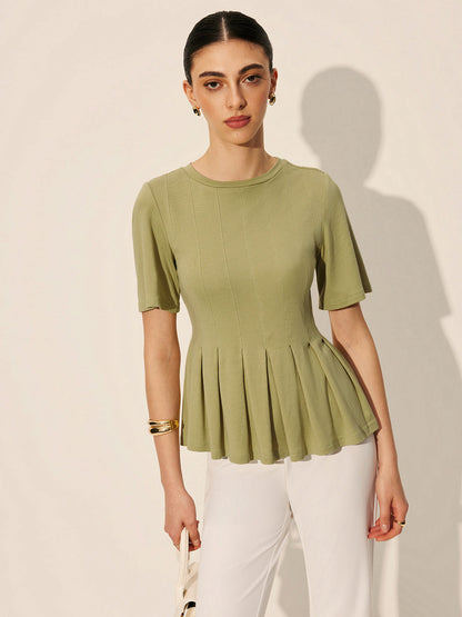 Pileli Peplum Fitilli Üst