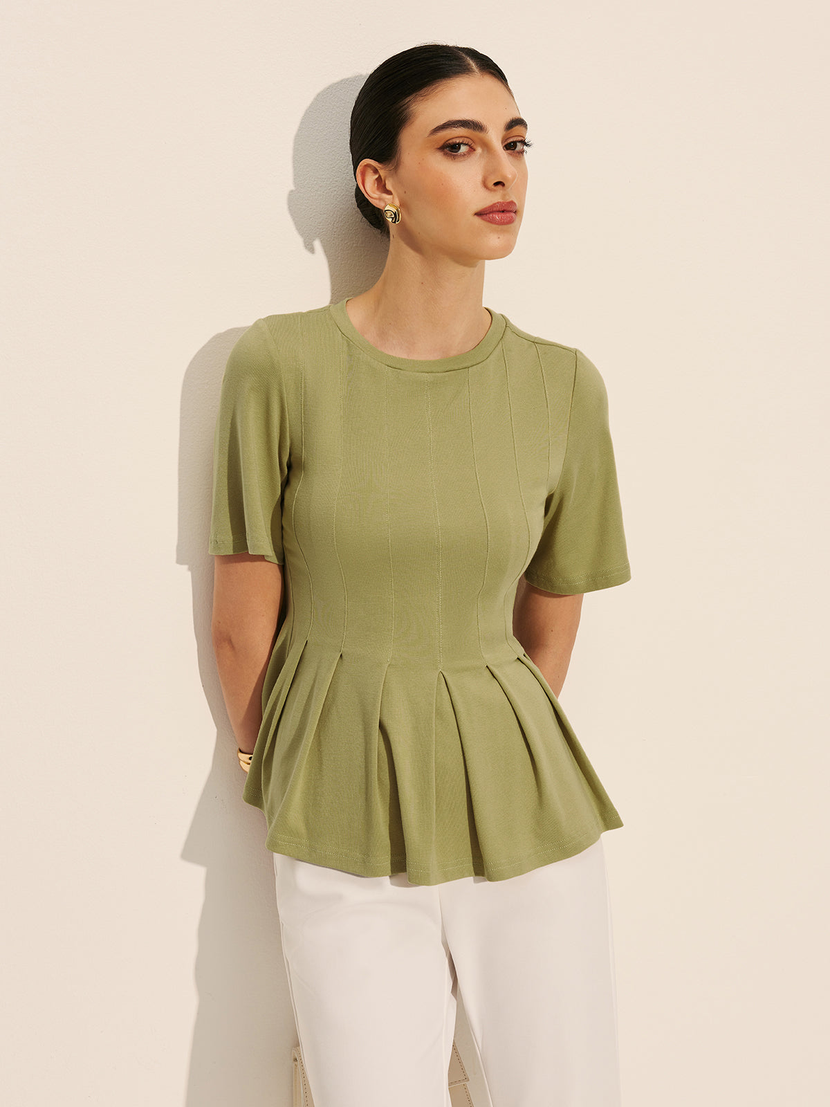 Pileli Peplum Fitilli Üst