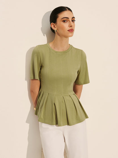 Pileli Peplum Fitilli Üst