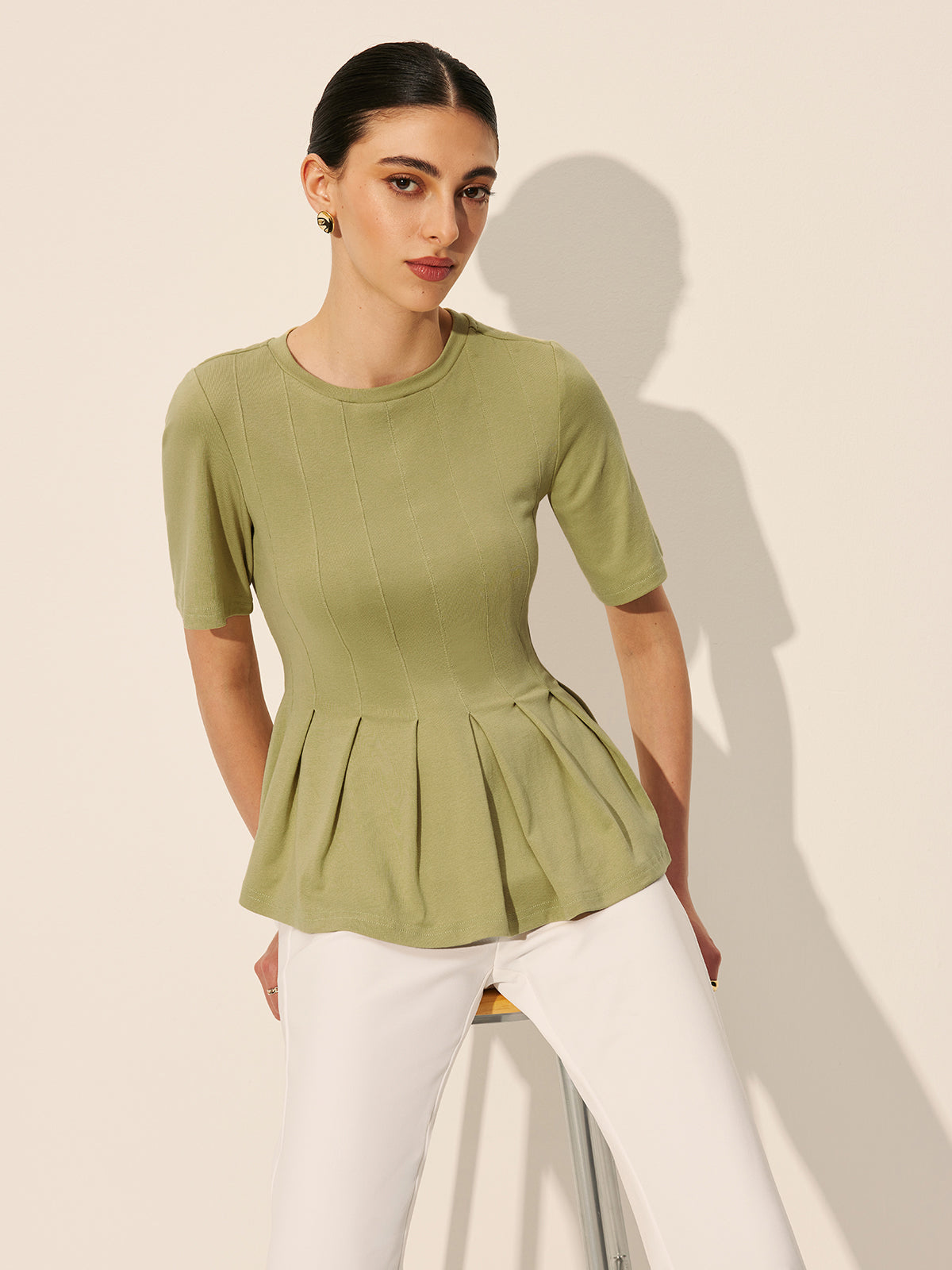 Pileli Peplum Fitilli Üst