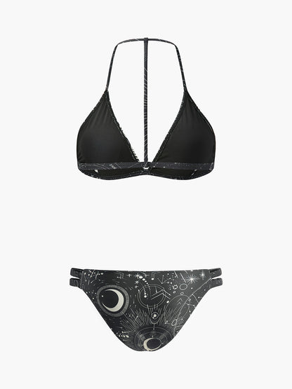 Astroloji Baskılı Askılı Bikini Takımı