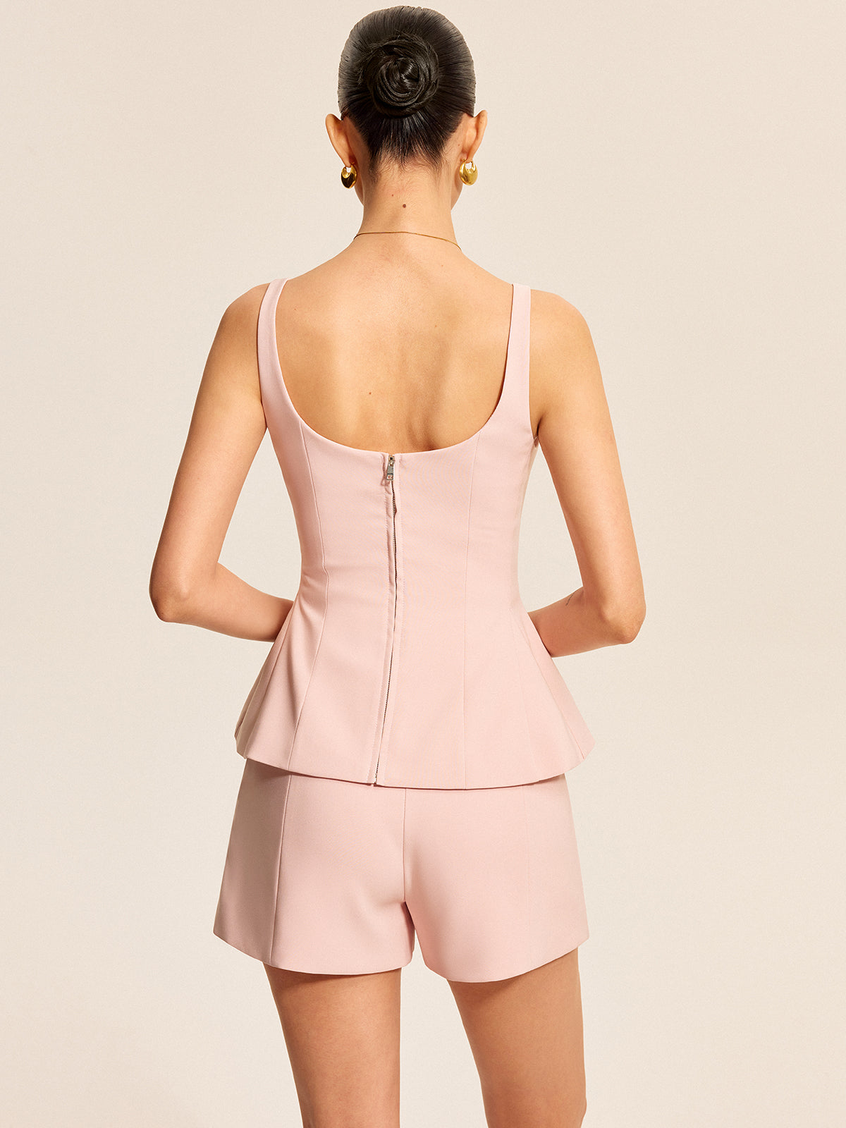 Peplum Askılı Bluz Ve Şort Takımı