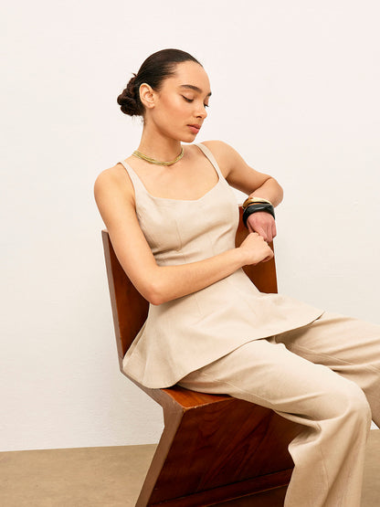 Arkadan Fermuarlı Peplum Detaylı Bluz