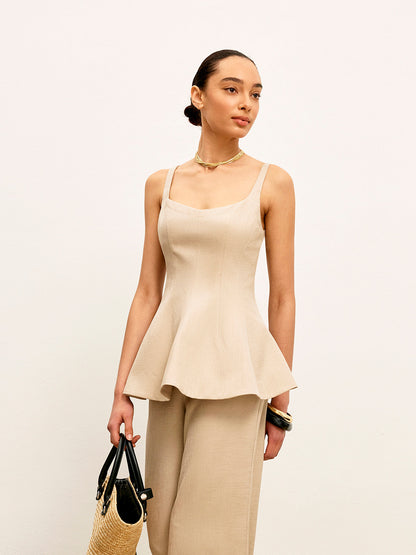 Arkadan Fermuarlı Peplum Detaylı Bluz