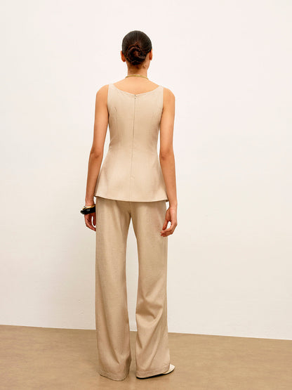 Arkadan Fermuarlı Peplum Detaylı Bluz