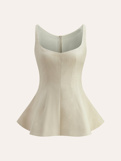 Arkadan Fermuarlı Peplum Detaylı Bluz