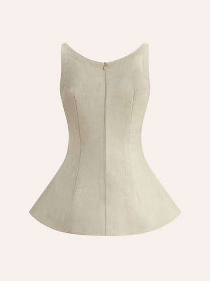 Arkadan Fermuarlı Peplum Detaylı Bluz