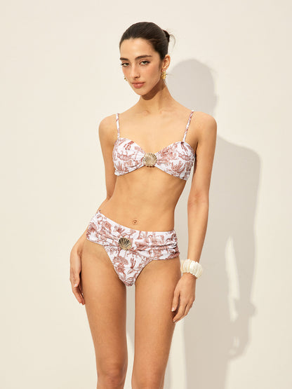 Çiçek Desenli Ve Deniz Kabuğu Detaylı Bikini Takımı