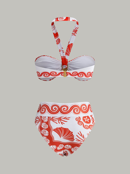 Askılı Baskılı Bikini Takımı