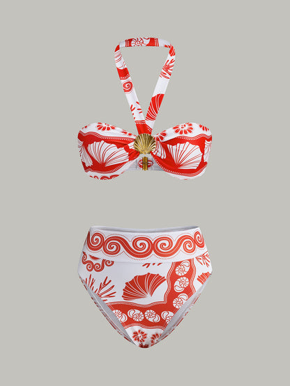 Askılı Baskılı Bikini Takımı