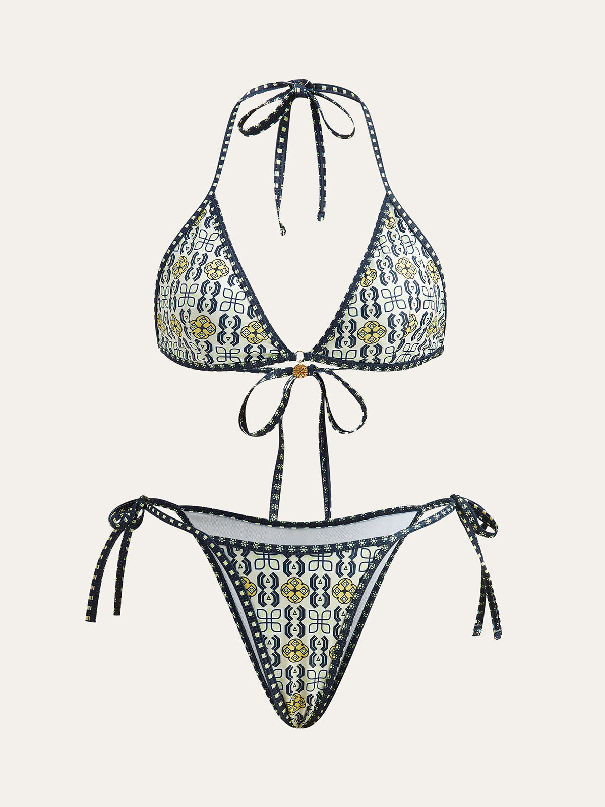 Desenli Askılı Bikini Takımı
