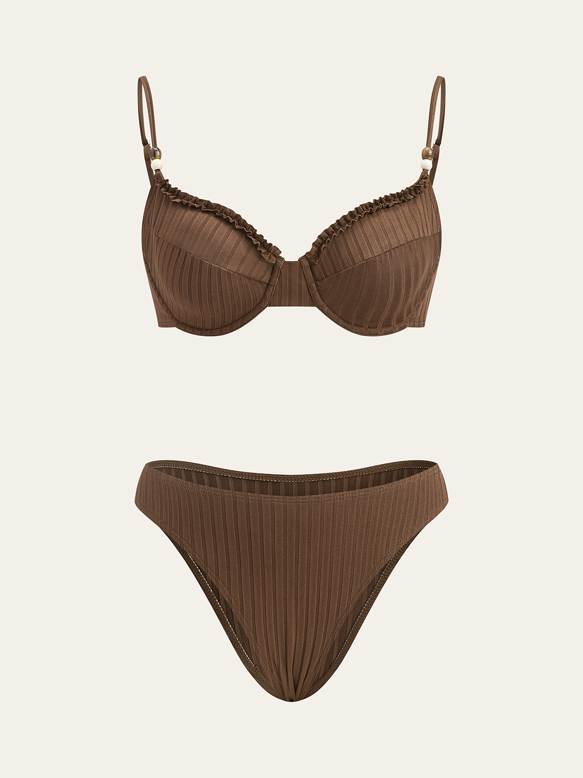 Fırfırlı Detaylı Fitilli Bikini Takımı