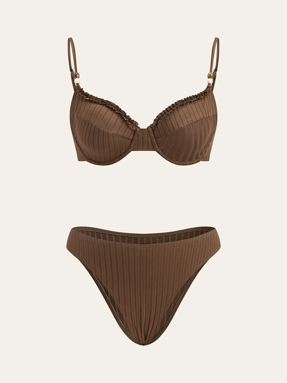 Fırfırlı Detaylı Fitilli Bikini Takımı