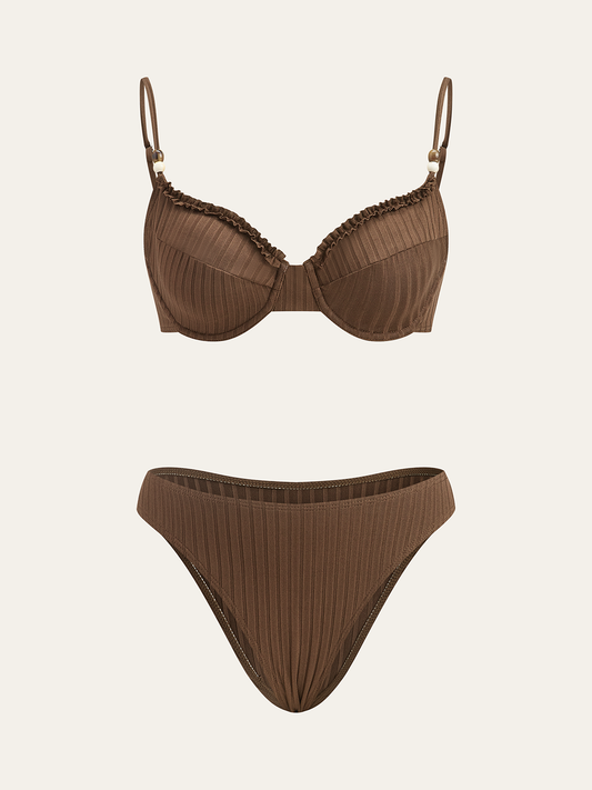 Fırfırlı Detaylı Fitilli Bikini Takımı