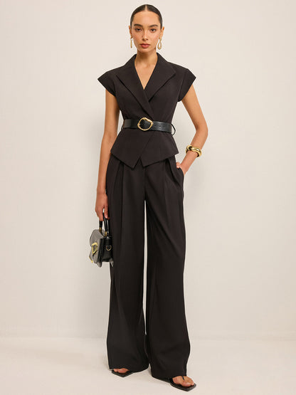 Metal Tokalı Detaylı, Kemerli Peplum Yelek