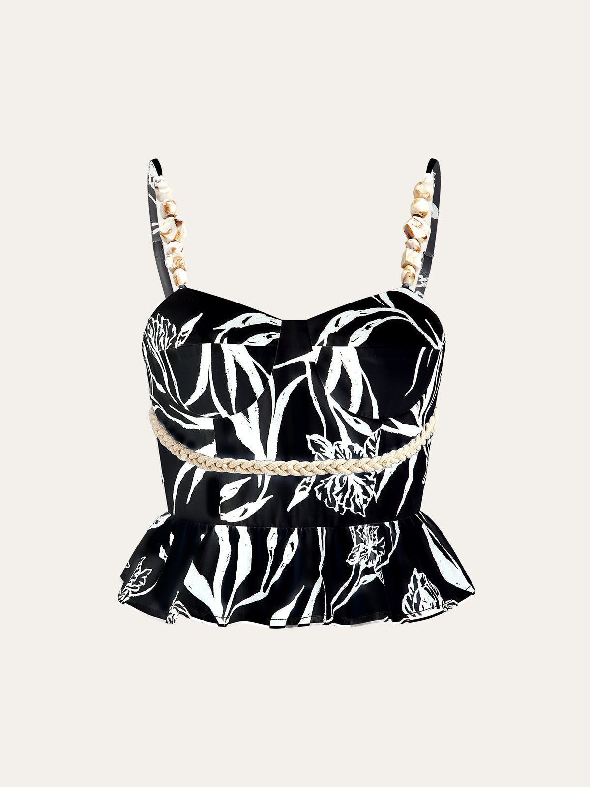 Çiçek Desenli Peplum Bluz Ve Şort Takımı