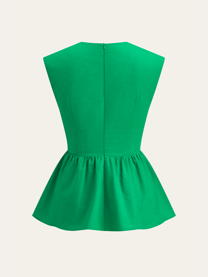 Bükümlü Peplum Askılı Bluz
