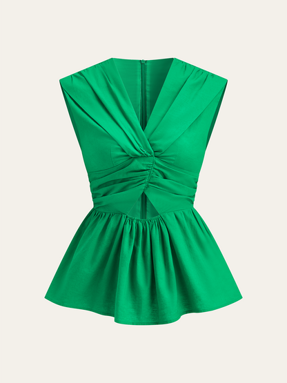 Bükümlü Peplum Askılı Bluz
